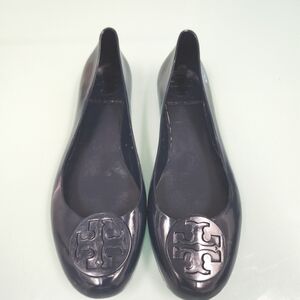 Tory Burch Black Patent Logo Ballet Flats